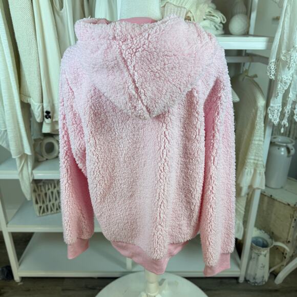 Pink Lily vegan Sherpa hoodie, sz. Large soft girl, cozy winter every day #4353 - Picture 4 of 9